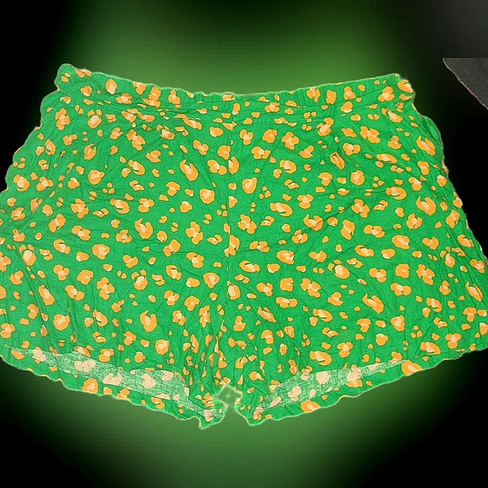 Tabitha Brown Green Shorts with Orange Floral Pattern plus size  3x